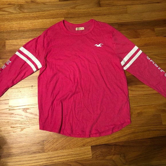 Hollister Tops - Hollister Pink / White Arm Striped Long Sleeve Tee